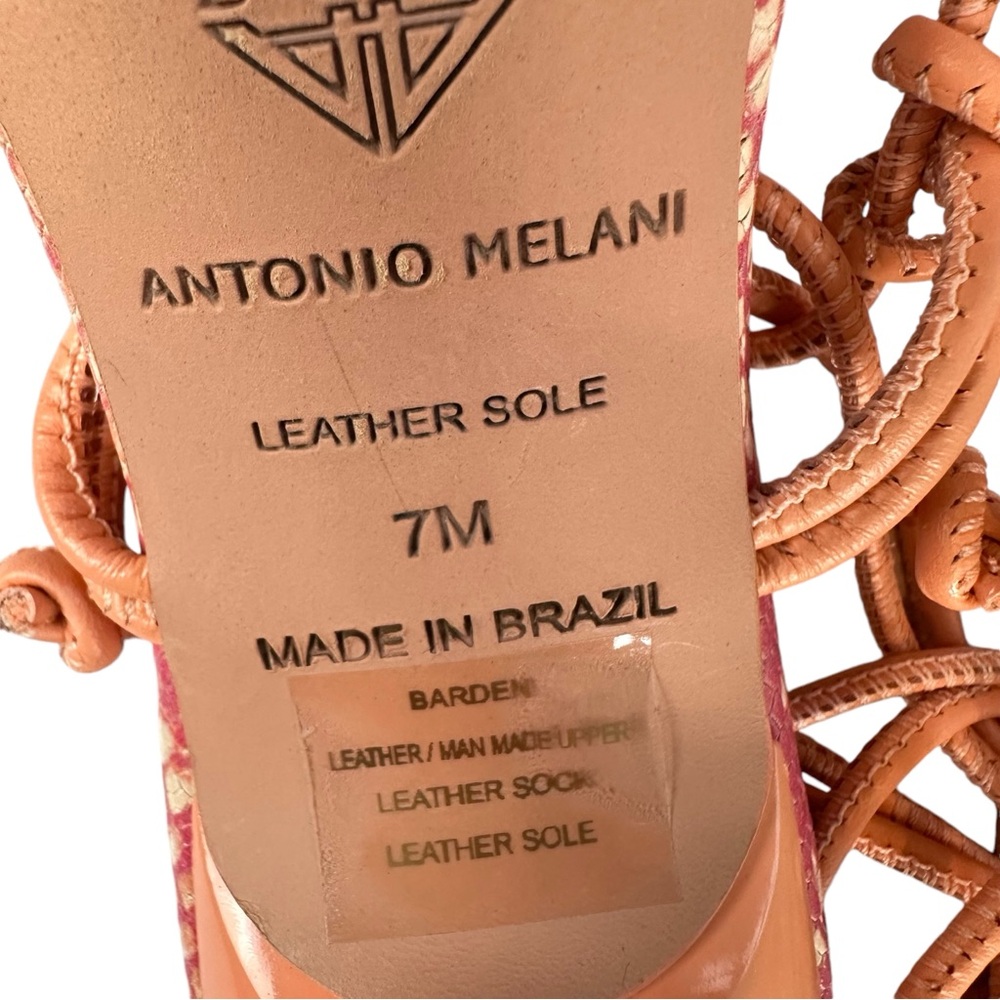 NEW Antonio Melani Barden Lace-Up Sandals Size 7 Orange Coral Leather - Picture 9 of 9